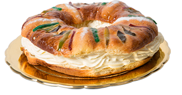 Rosca de Reyes rellena de nata